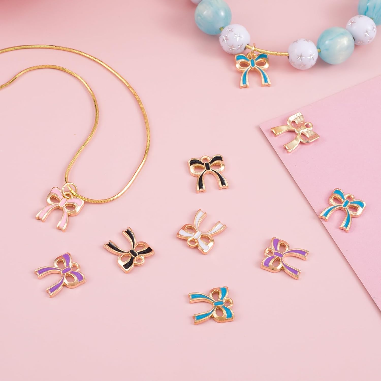 Bow Charms for Jewelry Making, Alloy Enamel Bowknot Charms, Tiny Cute Bow Pendants Decoration for DIY Earrings - Image 6