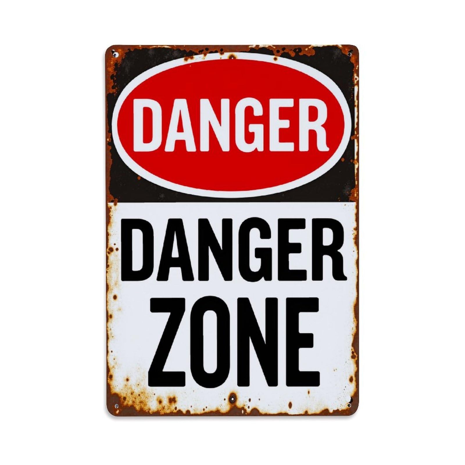Enderetf Vintage Danger Zone Warning Sign Pattern Tin Sign Metal Poster, Home Bar Garage Man Cave Cafe Indoor & Outdoor Wall Decoration 8X12inches