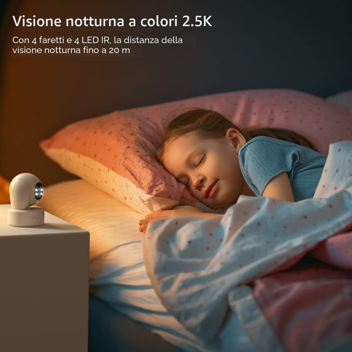 Ctronics 2.5K 4MP Telecamera Interno WiFi 2.4/5GHz, PC e Smartphone | PTZ 355°/120,8 Posizioni Preimpostate, Tracciamento Intelligente, Visione Notturna a Colori, Audio Bidirezionale, (2 Pezzi)