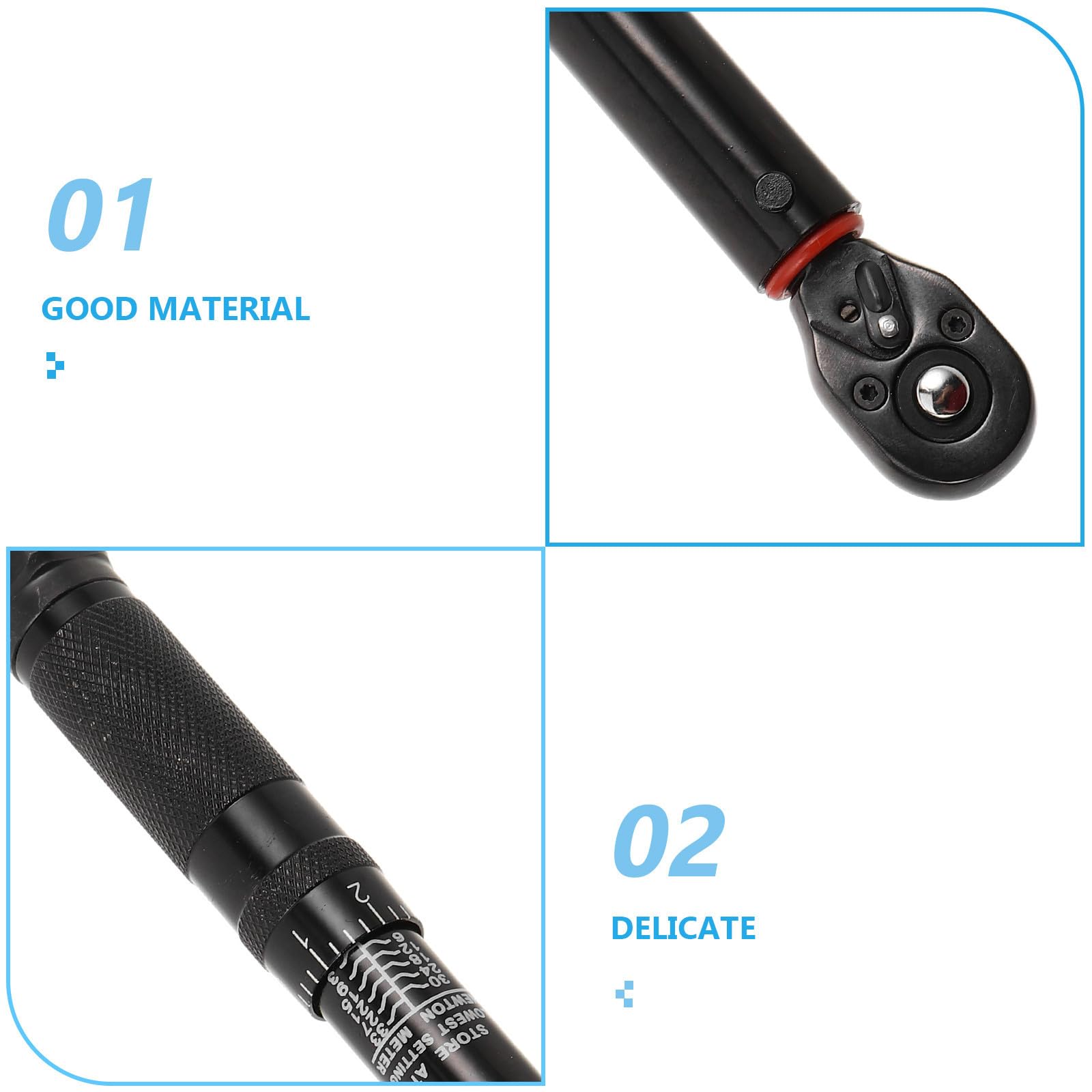 MAGICLULU Llave Dinamométrica Ajustable de Clic, Llave Dinamométrica de 1/4 3-33 Nm, Acero Negro, 45, Tubo Redondo, para Mecánica de Motores