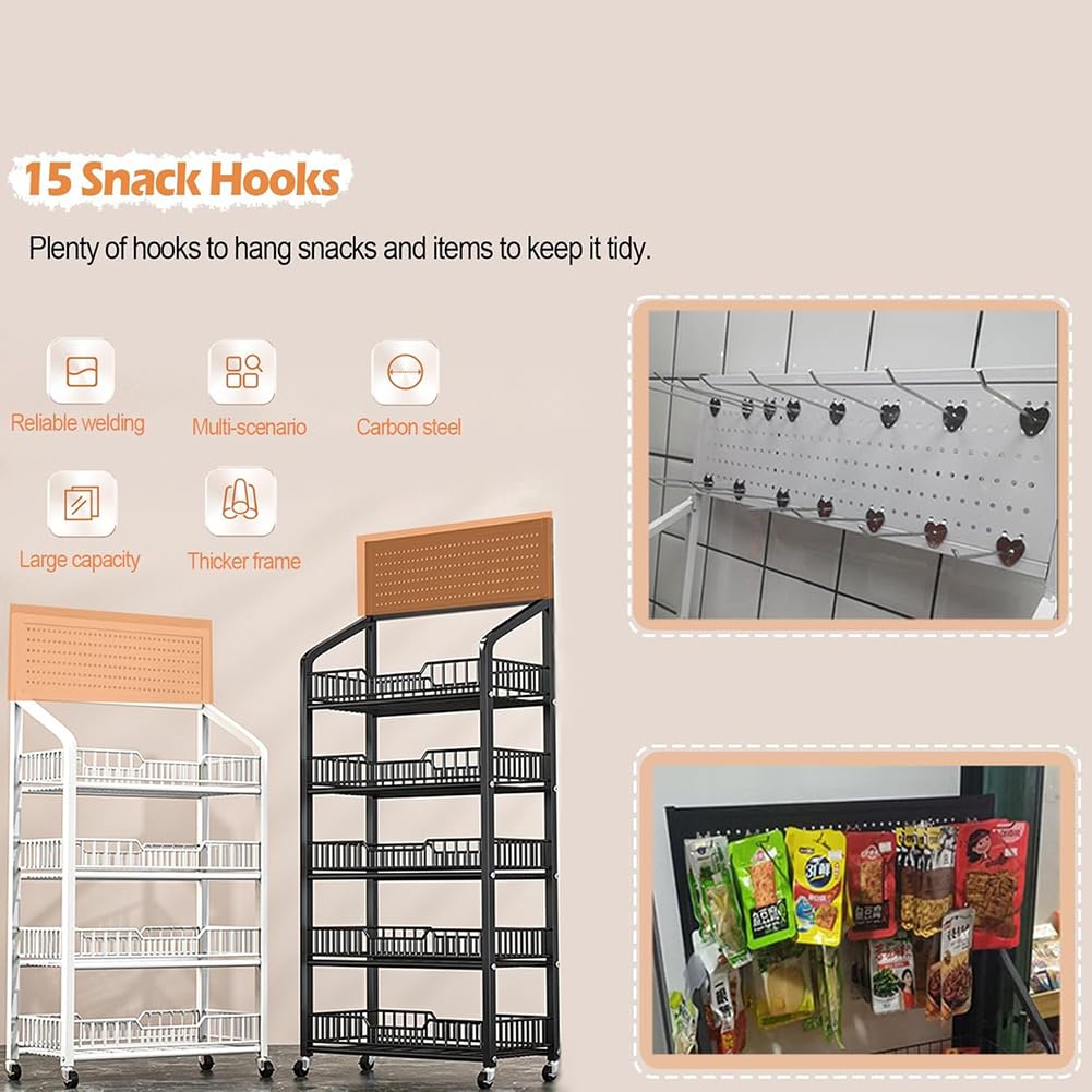 Le Retail - Espositore in metallo per trucioli di metallo Concess ack nizer, scaffale industriale con hoo per negozi di alimentari/dispensa, 60 cm, ideale per concessioni e vendita al dettaglio