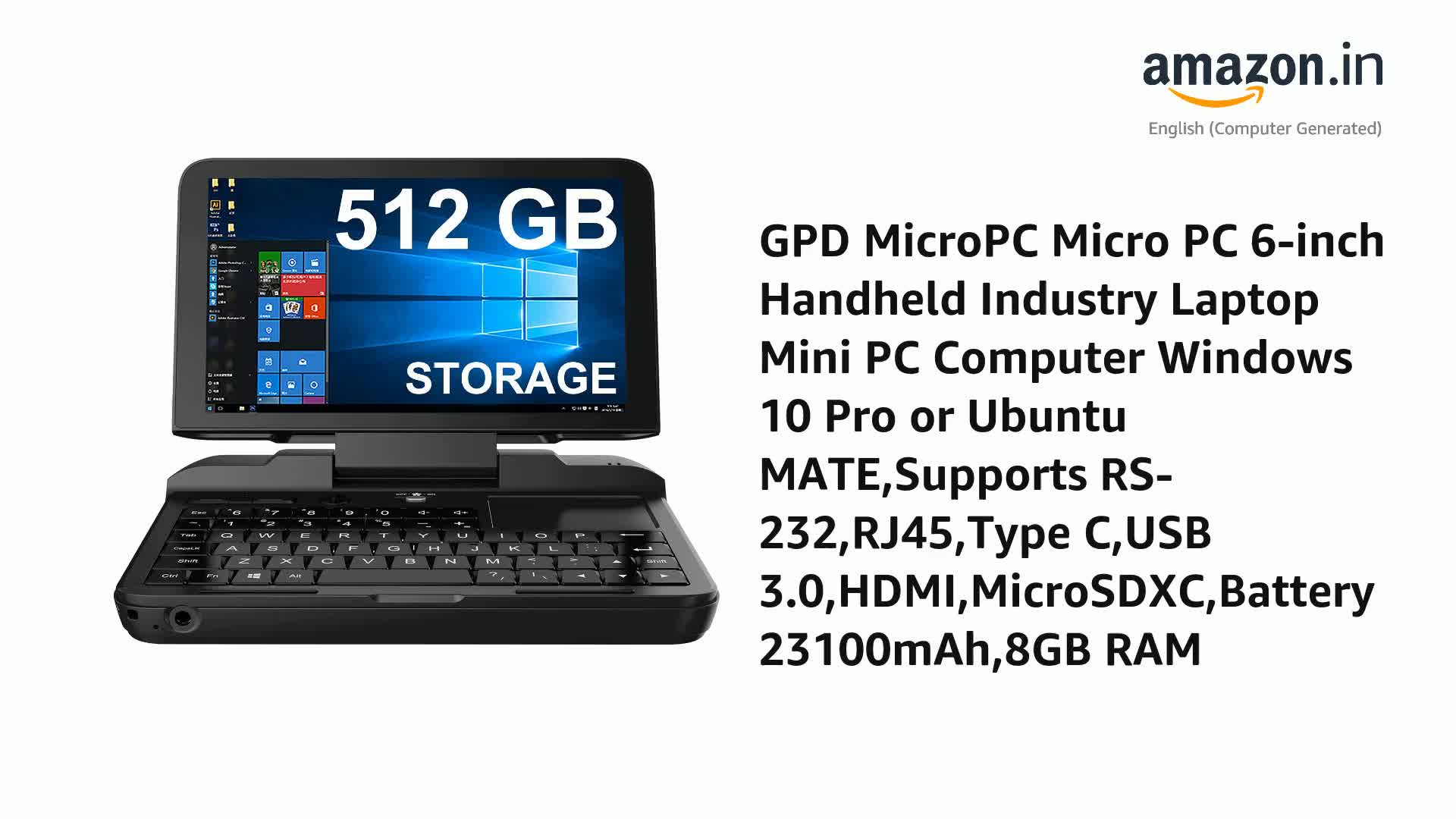 256GB M.2 SSD Version] GPD MicroPC Micro PC 6-inch Handheld