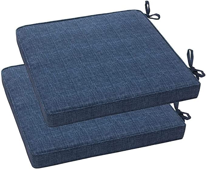 NAMAN Arts Indoor/Outdoor Waterproof Square Corner Seat Cushion, 18" x 18" x 2.5", 2 Pack, Weather Resistant Universal Seat Cushions, for Patio Garden Dining (Blue)