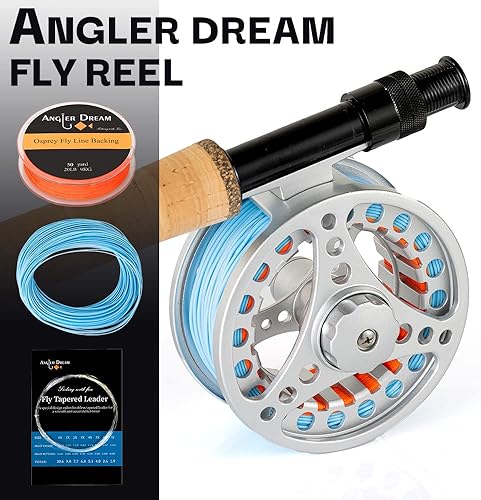 Miniatura 2 de ANGLER DREAM Carrete de mosca (12WT 34WT 56WT 78WT) con línea Combo de aleación de aluminio Arbor grande Carretes de pesca con mosca Peso adelante