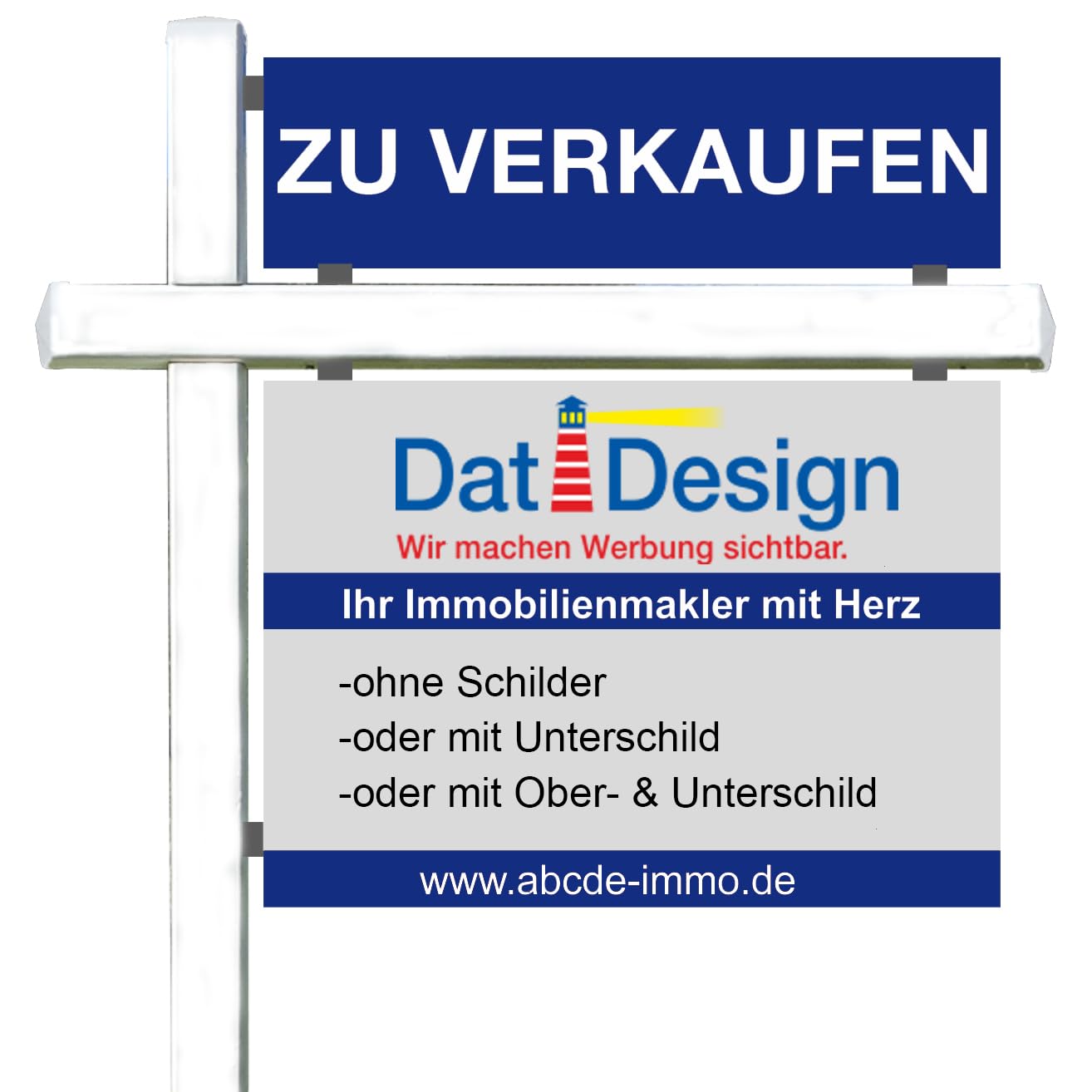Maklergalgen aus Aluminium – Werbegalgen/Schilderhalter für Außenschilder – gewerblich – inkl. Erdspieß & Schildern