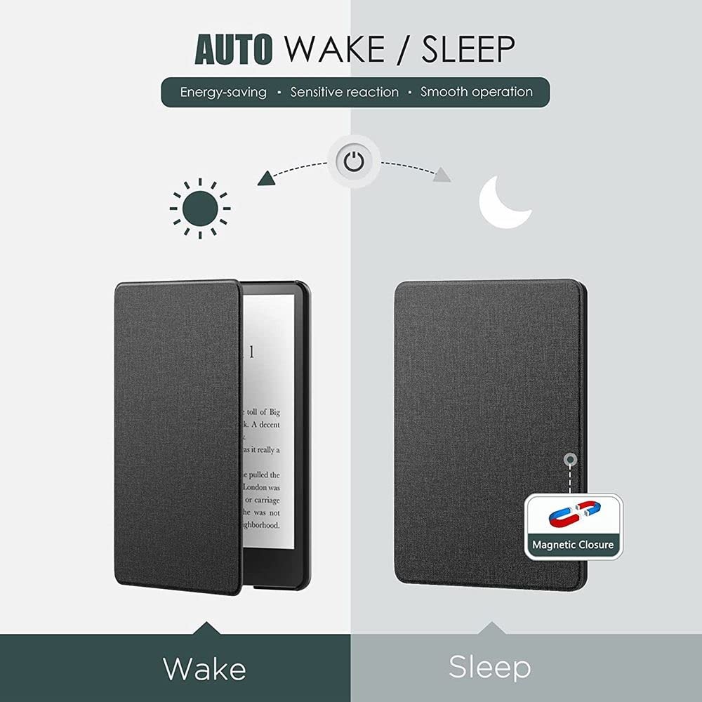 Kindle 12th Generation 2024 Case Model RS23CV Black 6 Inch Sleep