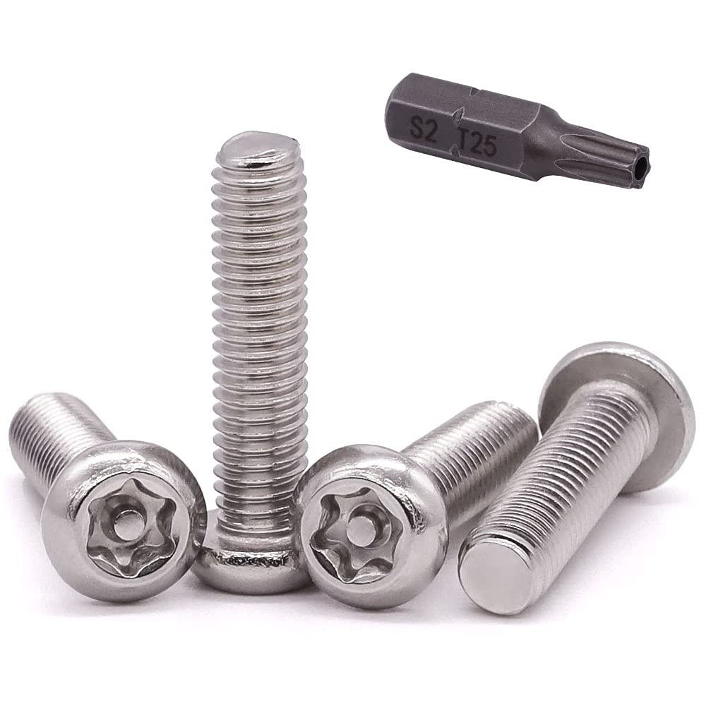 M3-0.5 x 20mm 100 PCS Button Head Torx Security Machine Screws Bolts 304 Stainless Steel 18-8 Tamper Resistant Screws with a Torx Driver Bit, Full Thread, Bright Finish-image-11