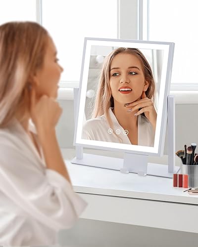 Miniatura 7 de DECLUTTR Espejo de tocador con luces, espejo de maquillaje Hollywood con soporte para teléfono, control táctil inteligente, 3 modos de iluminación