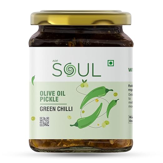 Soul Green Chilli Pickle in Olive Oil 265 Grams
