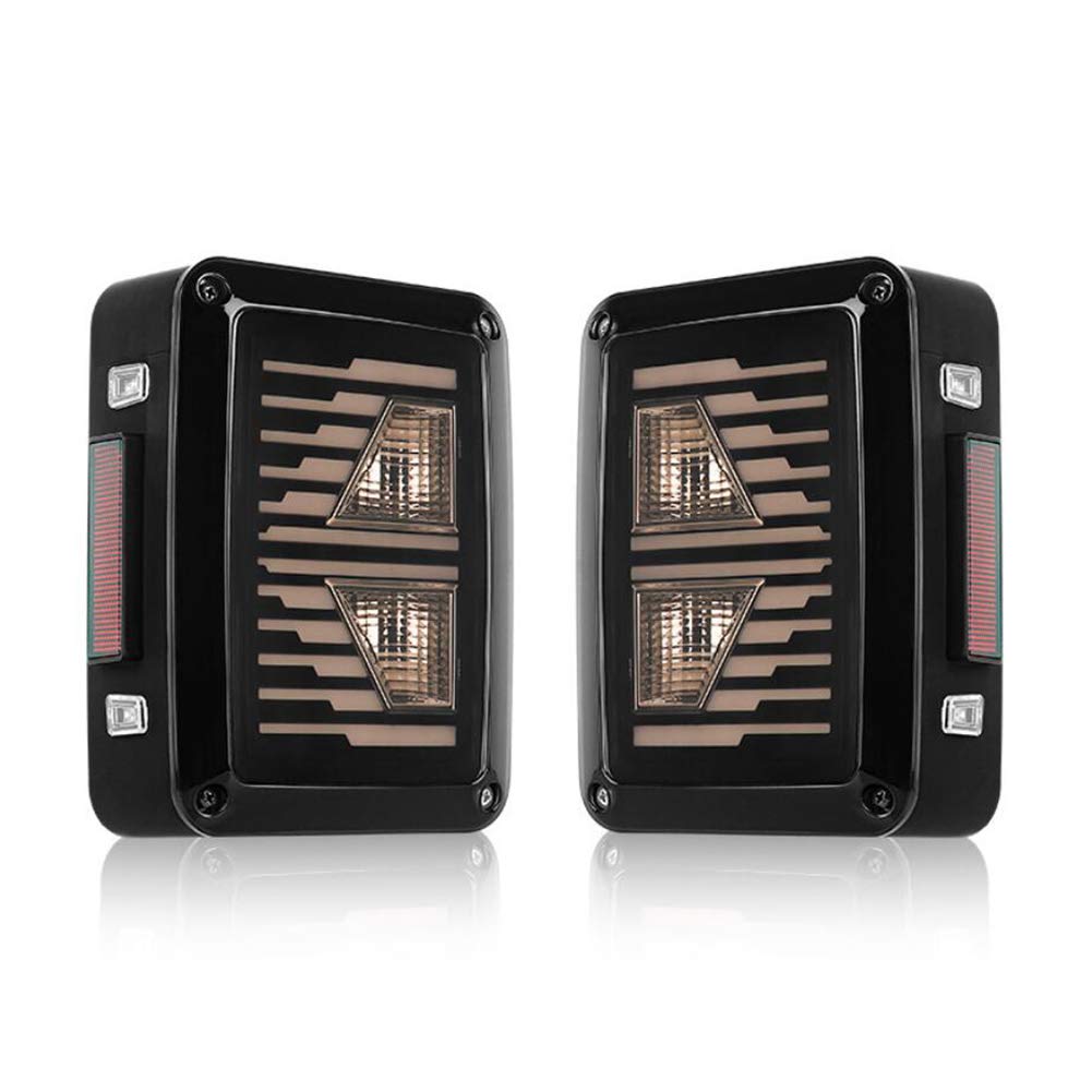 FEENGG One Pair of Xprite Linear Series LED Tail Light with Smoke Lens for Jeep Wrangler JK JKU 2007-2018