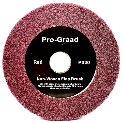 Image of 6 inch x 1 /2 inch x 1 inch Arbor Red Bench Grinder Polishing Flap Wheel, 320 Grit, Tight Weave, Great for refurbishing Golf Clubs and Metal, Non-Woven Wheel for Copper, Metal, Finishing & Burnishing