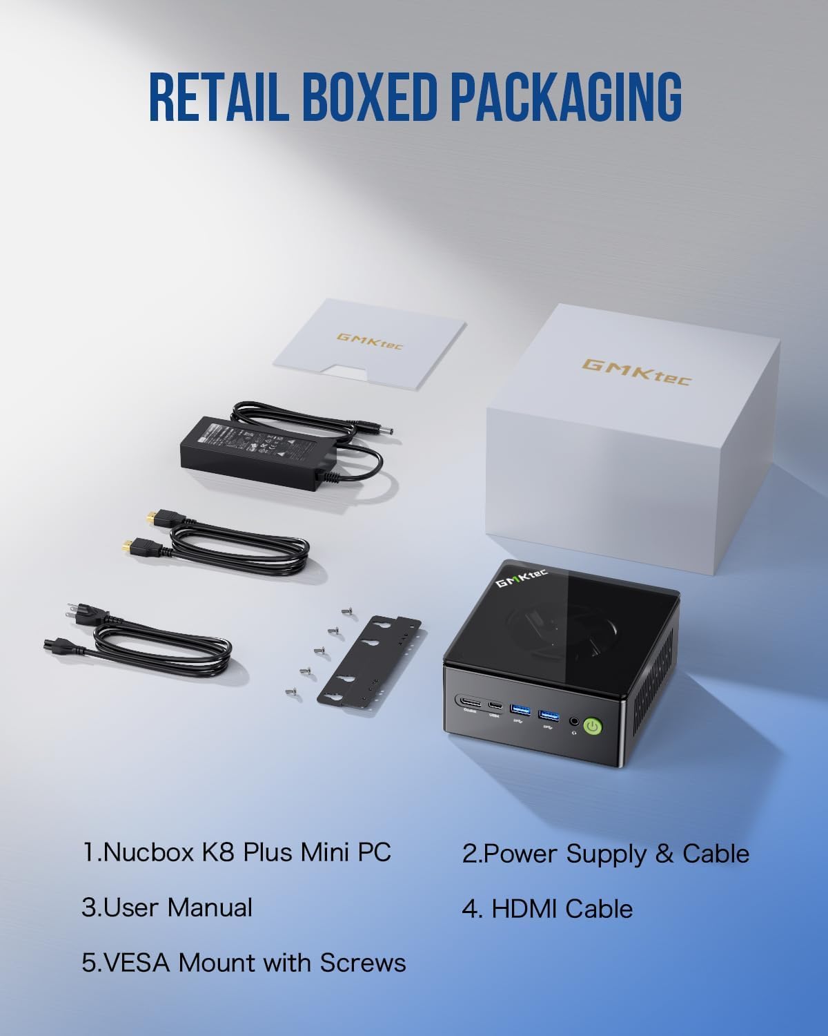 GMKtec Gaming Mini PC K8 Plus AMD Ryzen 7 8845HS(8C/16T, up to 5.1GHz) 32GB DDR5 RAM 1TB SSD, Desktop Computer Dual NIC 2.5G, HDMI 2.1, USB4