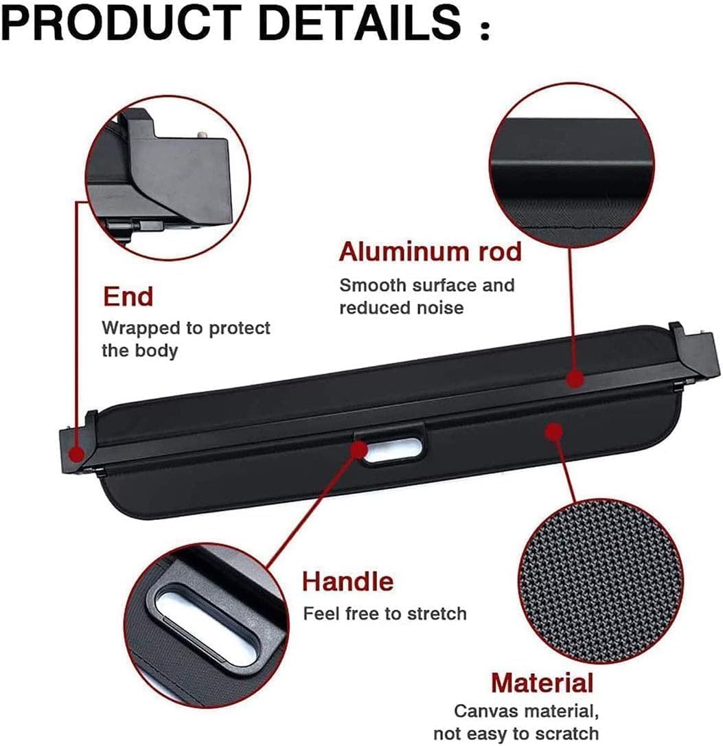 Coffre Voiture Cache-Bagage Rétractable pour Mitsubishi Outlander 2007-2012, Confidentialité Totale avec Sécurité Anti-Vol