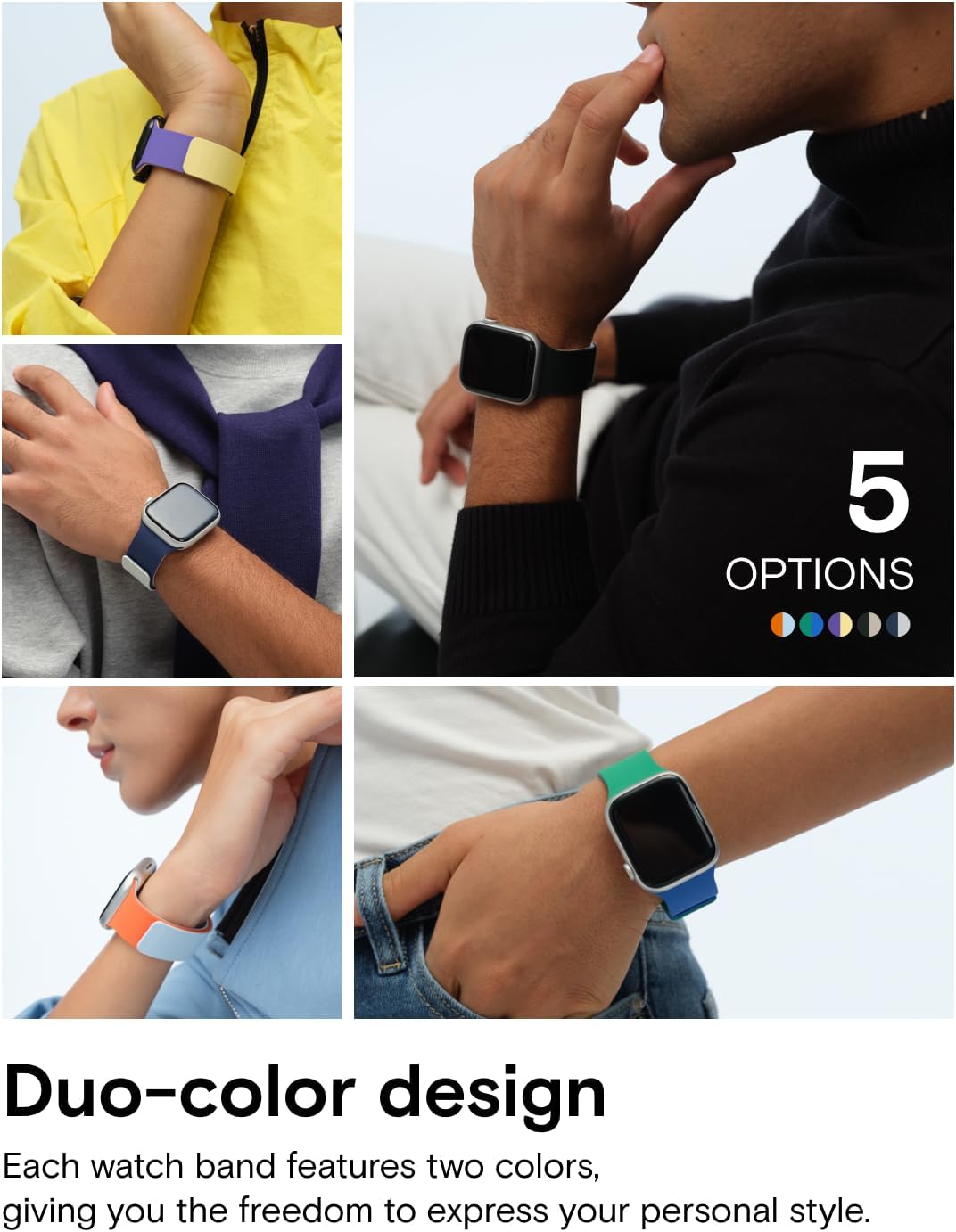 MOFT Snap Duo Watch Bands Compatible with Apple Watch, Quick Magnetic Wear, Duo-Color Design & Soft Silicone, iWatch Bands for Ultra 3/2/1, Series 11/10/9/8/7/SE/6/5/4/3/2/1, 38/40/41/42/44/45/46/49mm - Image 8