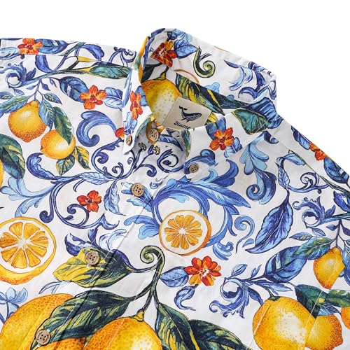 Mens Front Pocket Hawaiian Shirts Cotton Casual Shirts Short Sleeve Button Down Beach Tropical Shirts2
