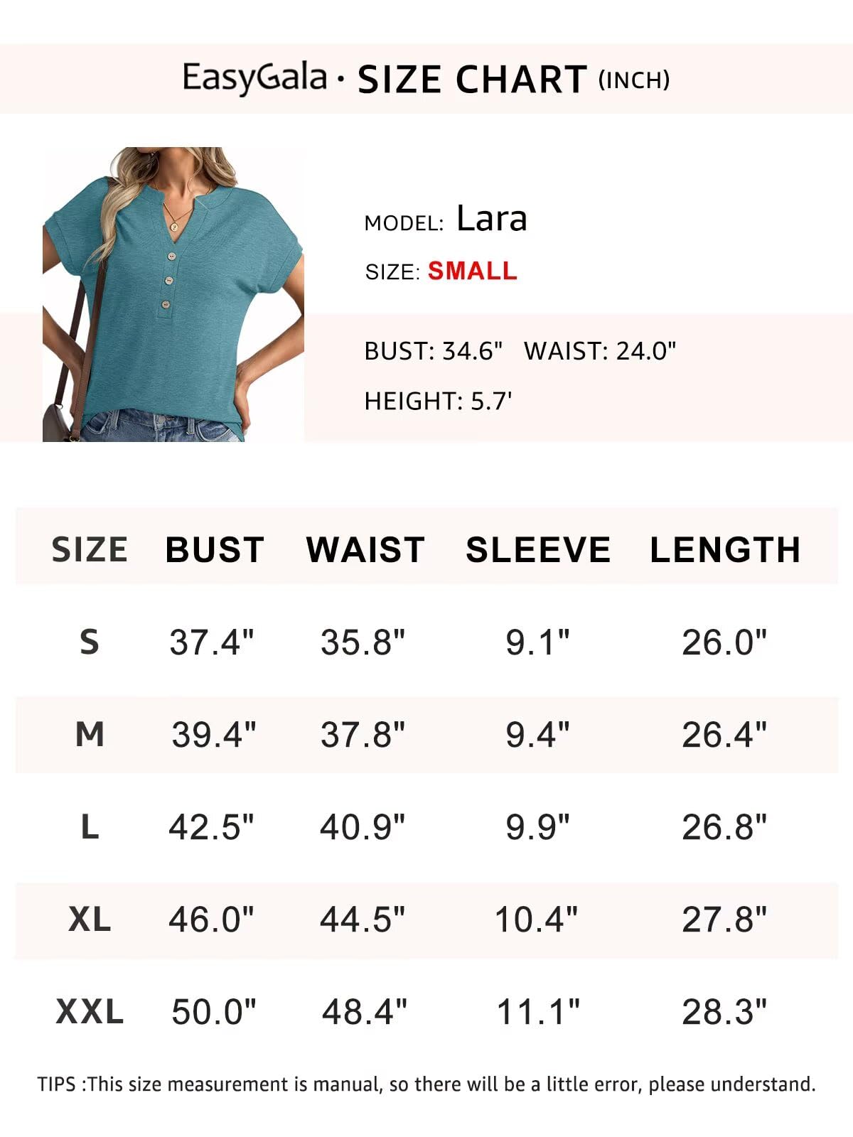 EasyGala Camiseta de manga corta con cuello en V para mujer, estilo casual, holgada, básica, para el trabajo, ropa de moda 2025