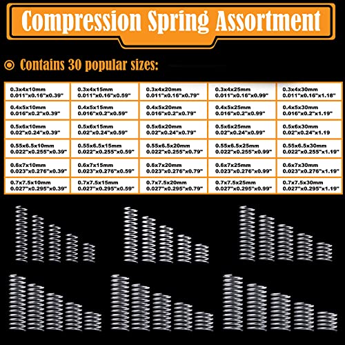 Ninoge SPRINGS-30 300 Pcs Compression Springs Assortment Kit thumb #1
