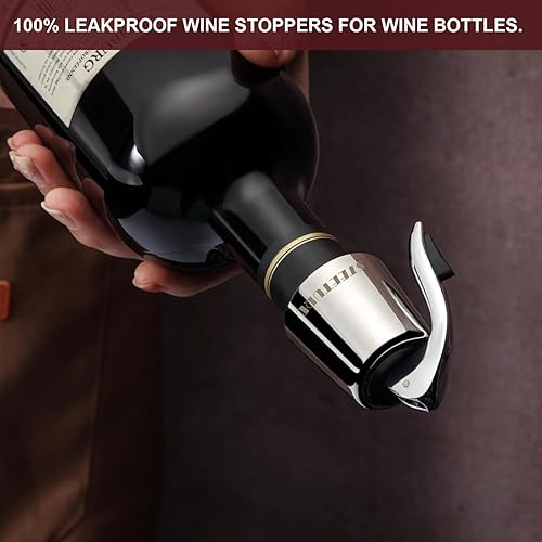 Miniatura 4 de Tapones de vino para botellas de vino, paquete de 2, corchos de vino de acero inoxidable con tapón de silicona, a prueba de fugas, reutilizable para
