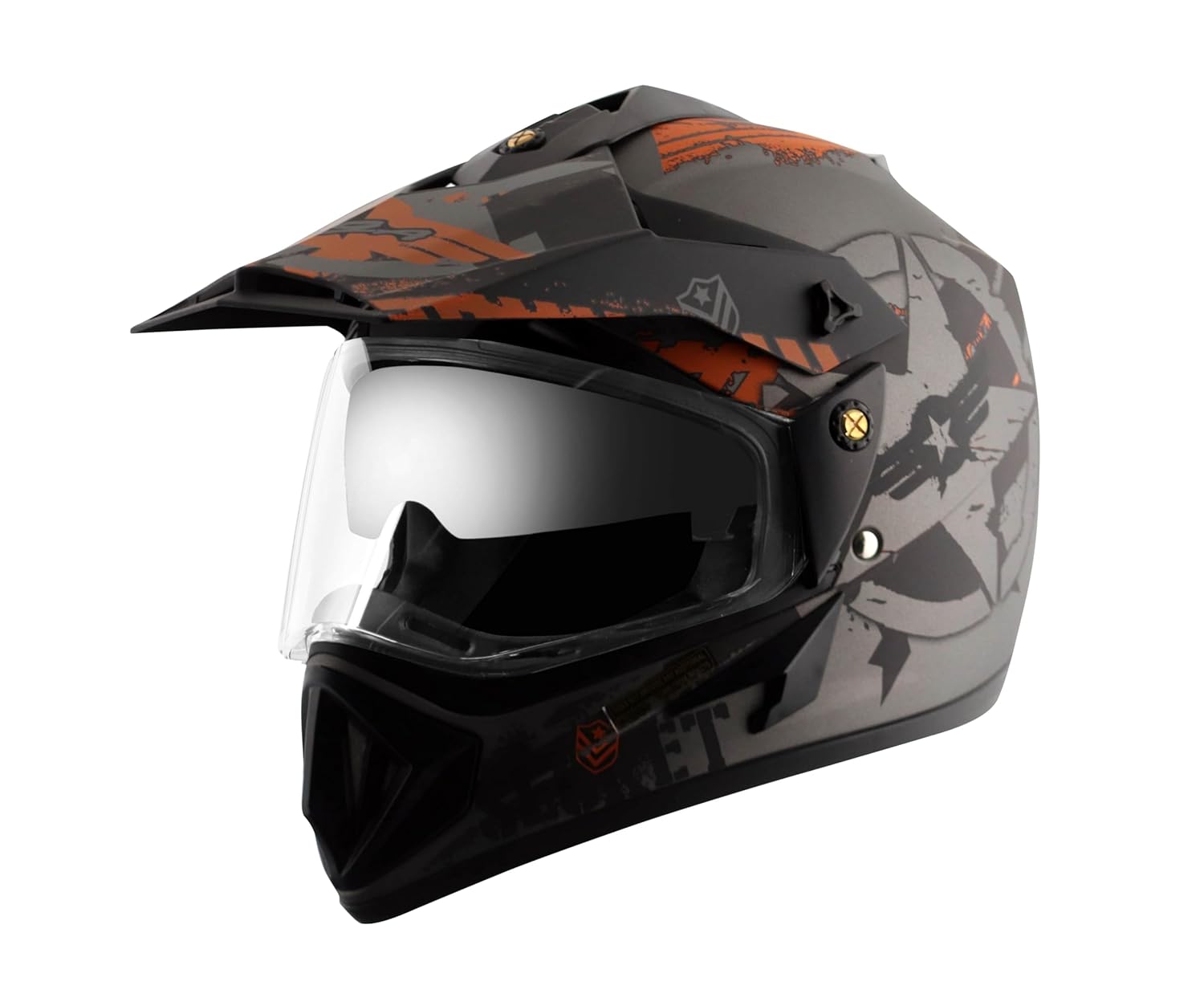 Vega Off Road Secret ISI Certified Matt Finish Full Face Dual Visor with Peak Helmet for Men and Women Outer Clear Visor and Inner Smoke Sun Visor(Dull Anthracite Black, Size:L) Vega Off Road Secret ISI Certified Matt Finish Full Face Dual Visor with Peak Helmet for Men and Women Outer Clear Visor and Inner Smoke Sun Visor(Dull Anthracite Black, Size:L)