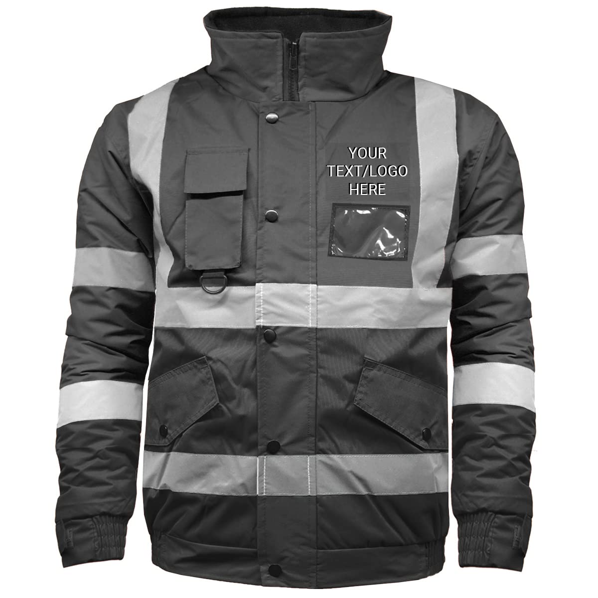 G5 APPARELPersonalised Hi Vis Safety Security Waterproof Padded Workwear Bomber Jacket - Print Your Text/Logo