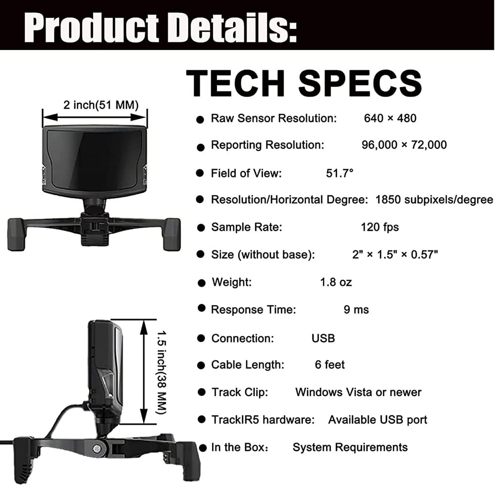 TrackIr 5 Optical Head Tracking System Bundle + Track Clip PRO
