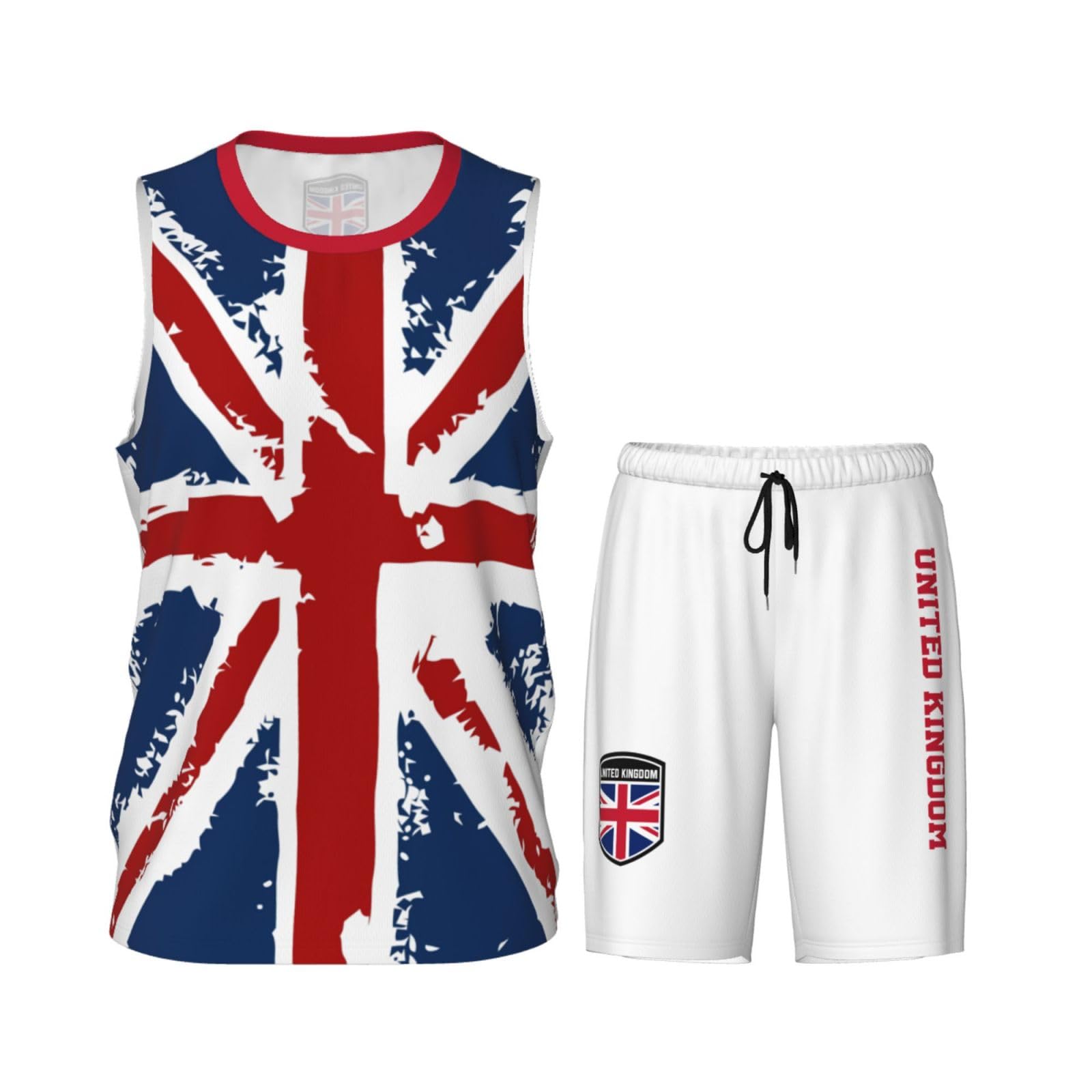United Kingdom Flag (1) Basketball Jersey Uniform Suit for Men Adults Training Athletic Set