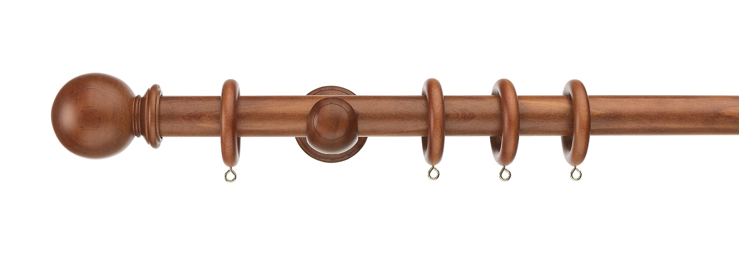 ABC Decor 28mm Wooden curtain pole set, Trade Pole Wood Pole Ball Finials (Chestnut, 180 cm)