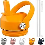 Straw lid for Yeti Rambler 18 26 36 64 oz, Lid with Straws and Flexible Handle, Replacement Cap for Yeti 18oz 26oz 36oz 64oz Rambler Water Bottle Straw Cap, King Crab