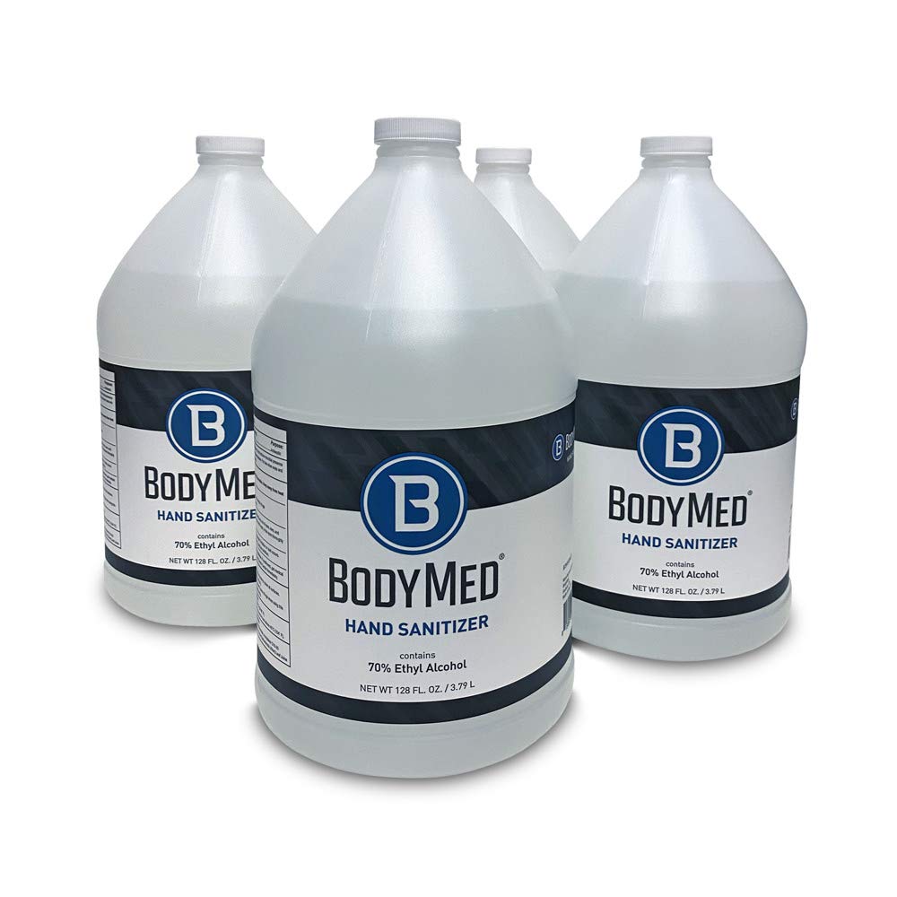 BodyMed Hand Sanitizer, 4 Pack of 1 Gallon - Total of 512 Ounces – Gel Sanitizer Without Pump – Form