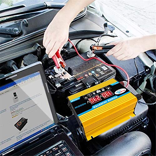 Convertisseur 12v 220v,Convertisseur Pur Sinus Affichage onduleur de voiture Adaptateur Convertisseur Chargeur 4000W 12V 220V / 110V double USB Transformateur de tension à onde sinusoïdale modifiée(Ye