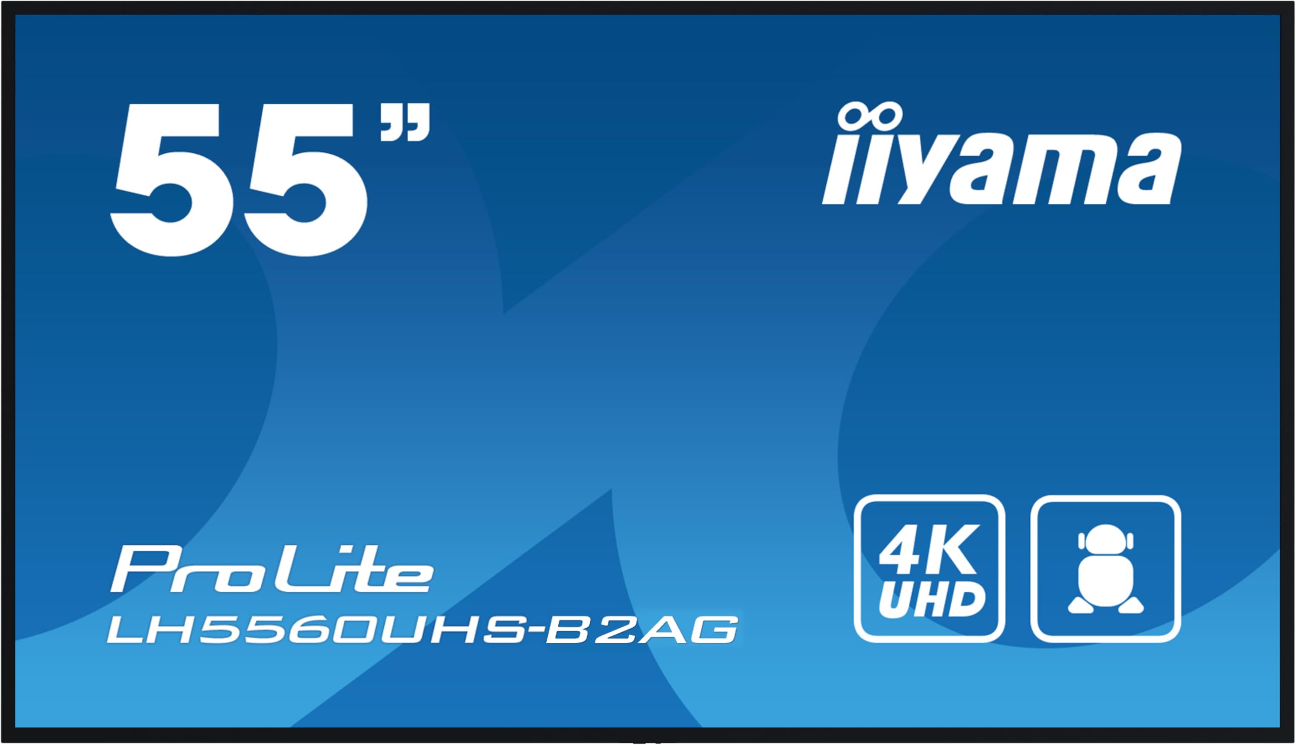 iiyama Prolite LH5560UHS-B2AG 139cm 54.6" Digital Signage Display VA LED Panel 4K UHD HDMI Audio-Out USB2.0 RS-232c RJ45 Mediaplayer Android 11 OS WiFi 24/7 schwarz