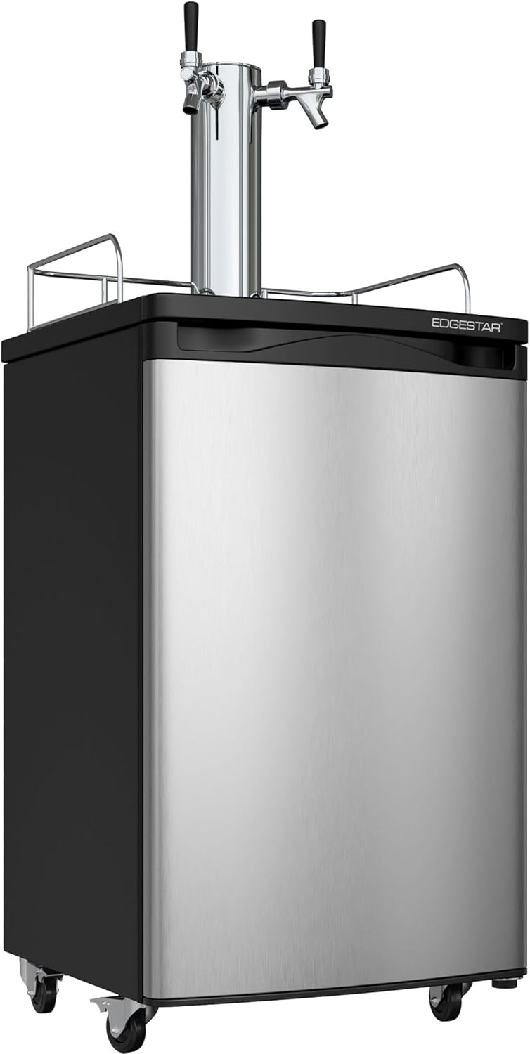 EdgeStar KC2000SSTWIN Full Size Stainless Steel Dual Tap Kegerator & Draft Beer Dispenser - Stainless Steel