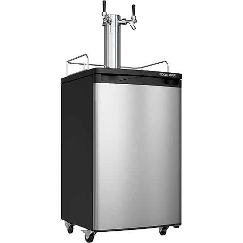 EdgeStar KC2000SSTWIN Full Size Stainless Steel Dual Tap Kegerator & Draft Beer Dispenser - Stainless Steel