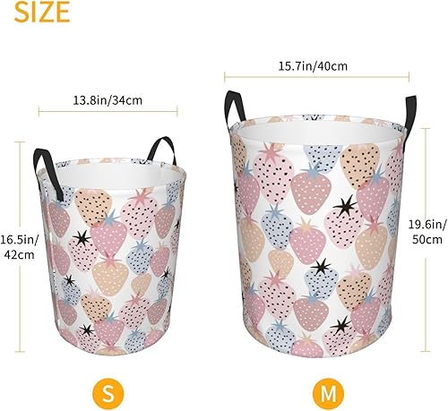 Miniatura 3 de AFHYZY Strawberry Laundry Hamper Large Collapsible Laundry Baskets with Handles Easy Carry Round Storage Basket Dirty Clothes Hamper Blanket Basket