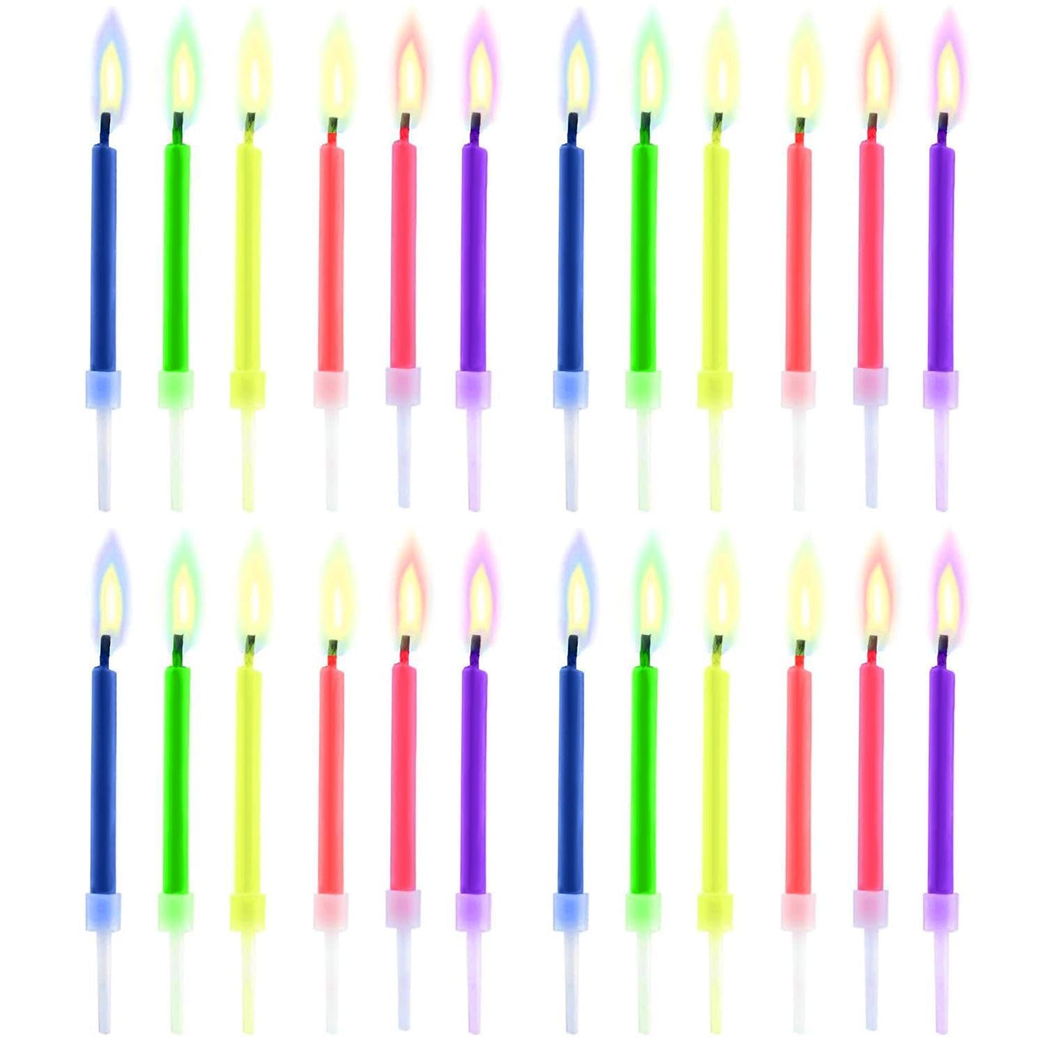 Eowvisn Multicolor 24 Pieces Colorful Flame Candles, Cake Decoration Candles, Birthday Candles, Cake Accessories, Creative Cake Candles
