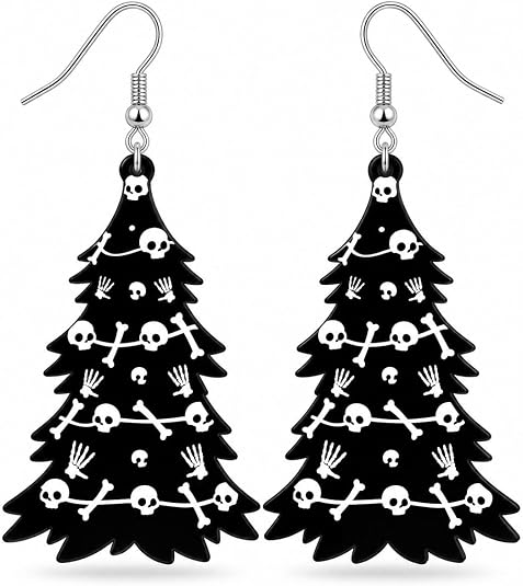 Gothic Christmas Earrings for Women Black Acrylic Christmas Tree Earrings