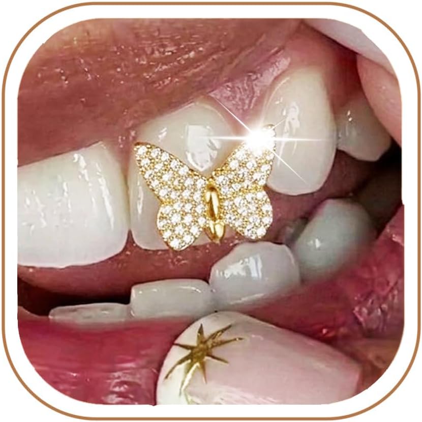 Butterfly gold teeth grillz para mujeres y hombres
