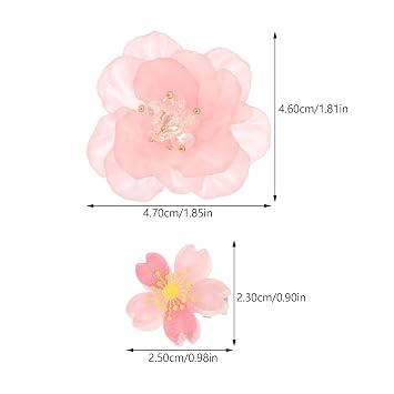 Hair Clips, 7pcs Cherry Blossom & Pink Camellia Flower Hairpins, Hair Barrettes for Women & Girls, Floral Duckbill Hair Clips, Hair Jewels, Pink
