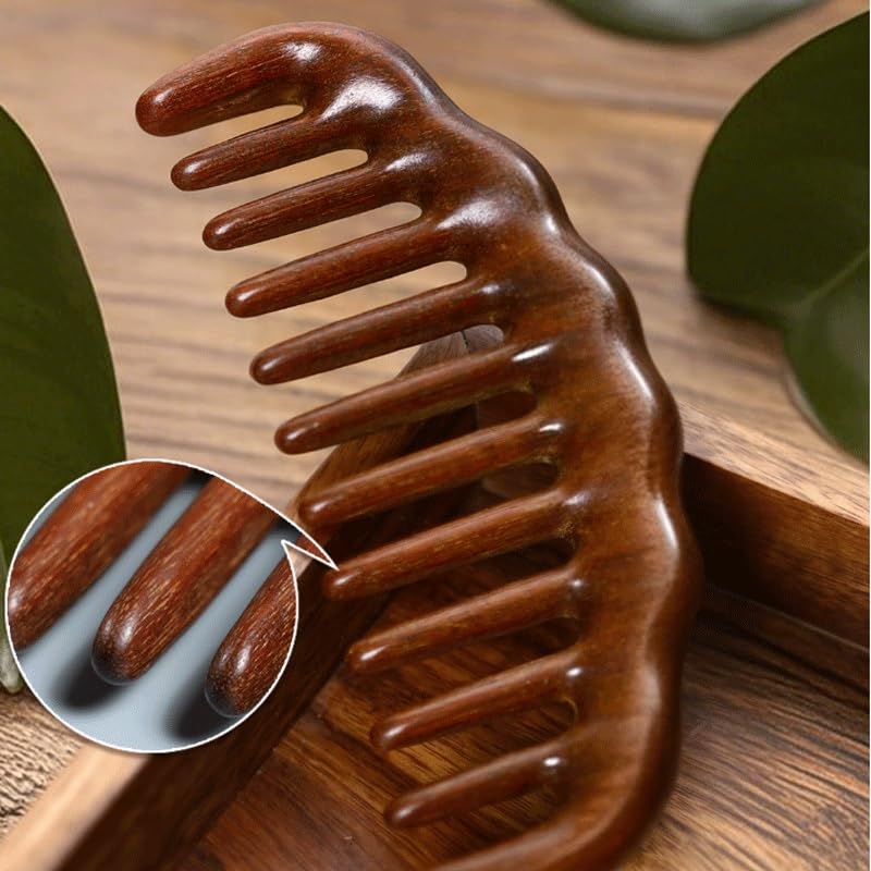 Wood Comb Cloud Shaped Wide Toothed for Massaging Theead Made of Solid