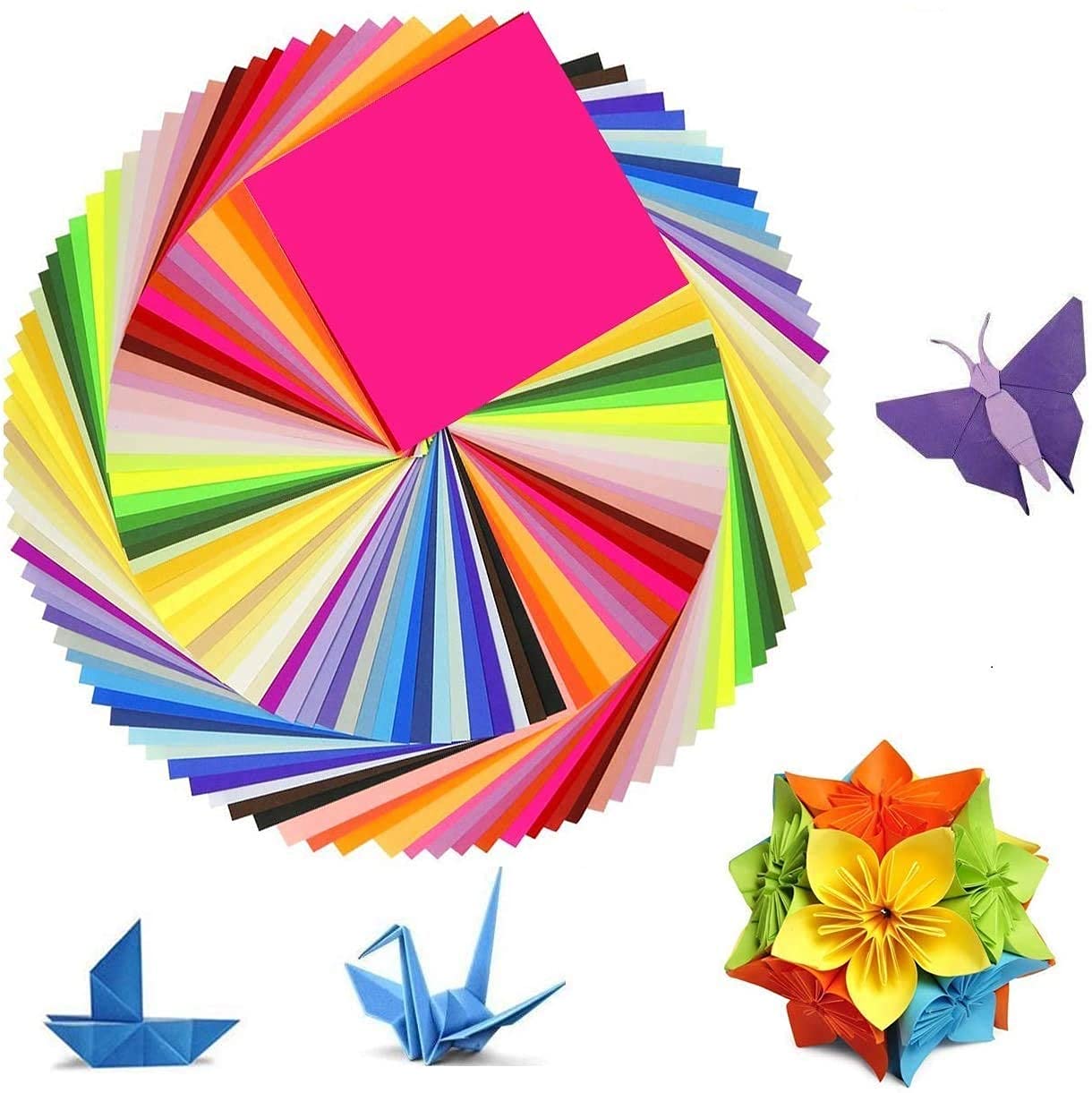KASTWAVE Origami Paper, 150 Sheets Double-Sided in 50 Vivid Colors for Art and Craft Projects (15 x 15 cm)