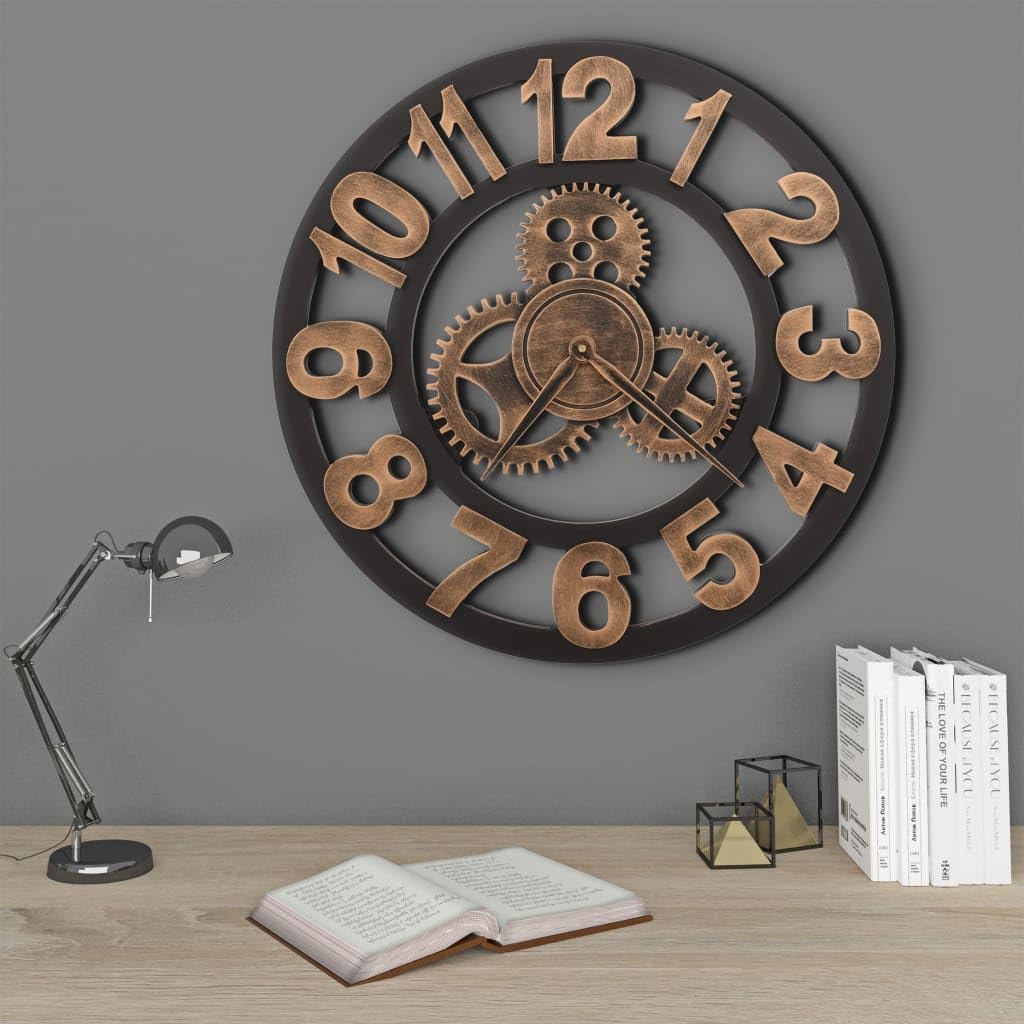 Dekoracja, zegary, zegary ścienne zegar ścienny metal 58 cm złoty i czarny