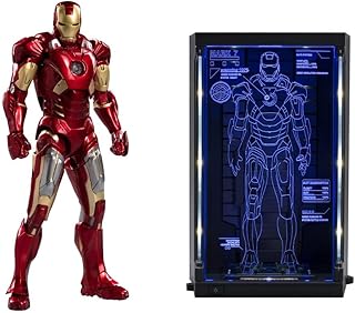 1 x ZD Toys Marvel 1:10 Scale 10th Anniversary Edition Iron Man Holographic Garage Set Mark 7 Action Figure, Red/Gold