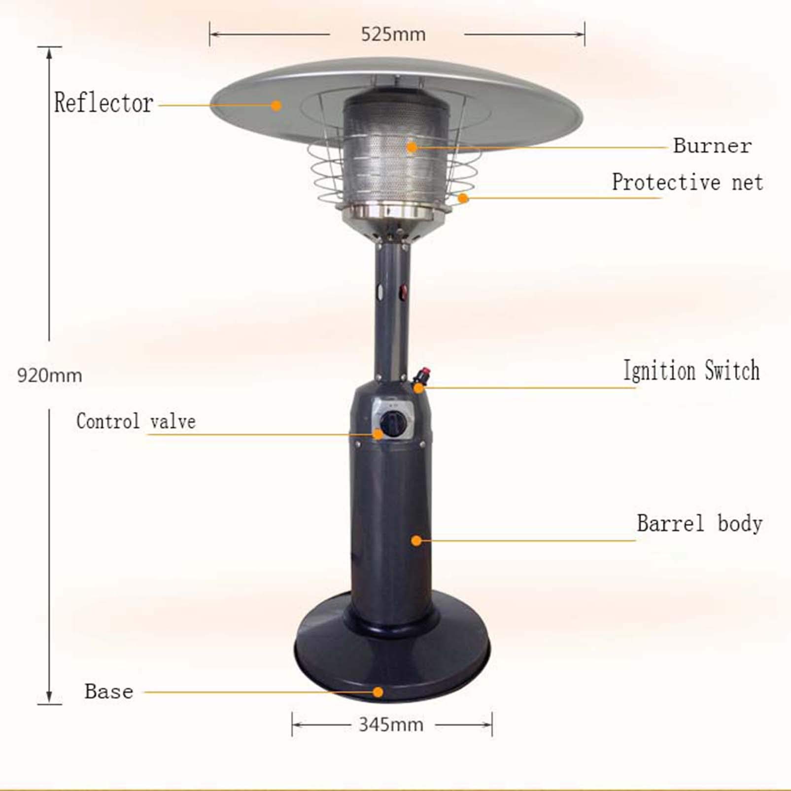 Stufa a gas da tavolo in acciaio inox, a basso consumo energetico, propano o butano, ideale per gazebo, giardino, campeggio, esterni, soluzione di riscaldamento efficiente