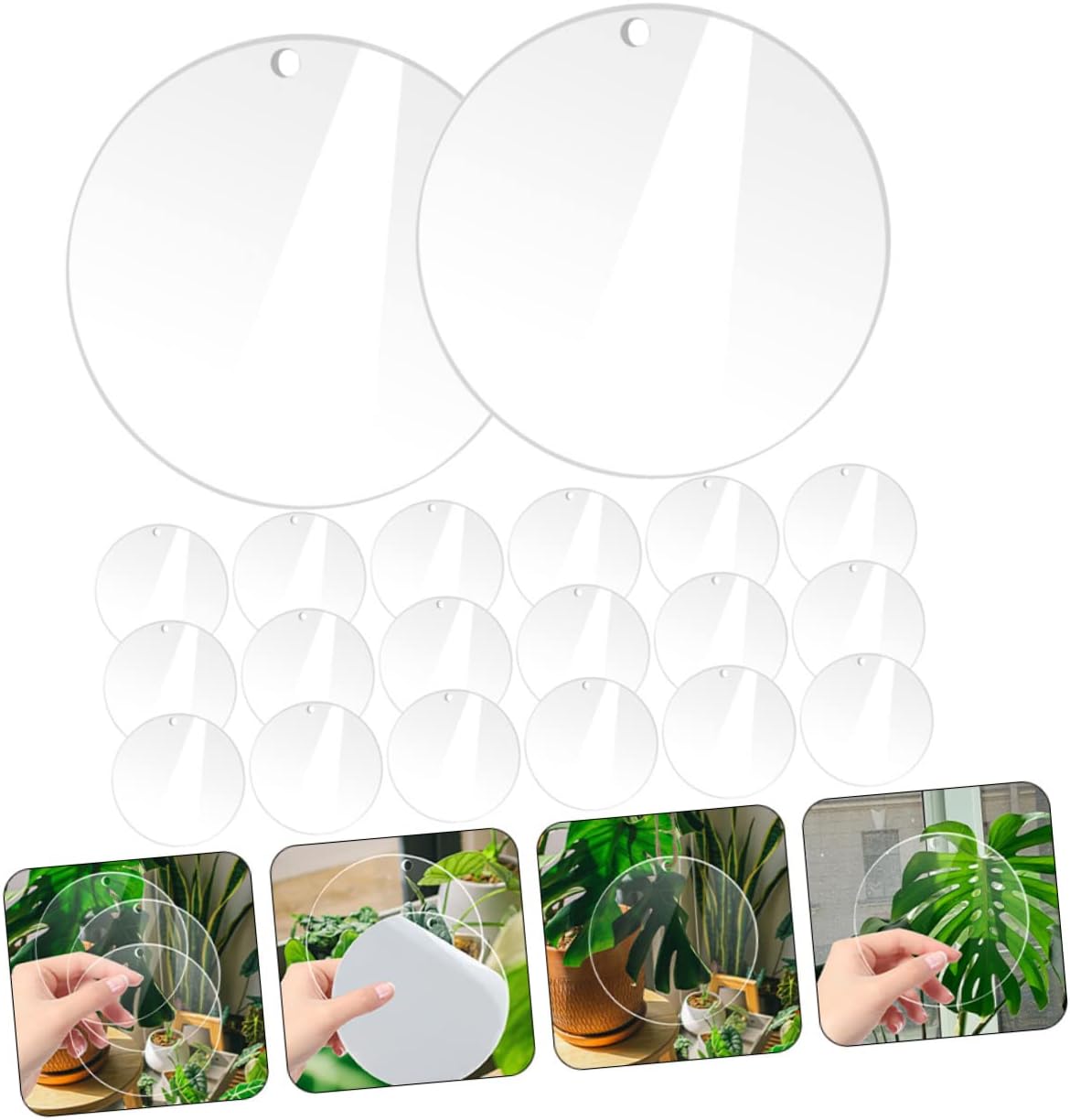 Uonlytech 20pcs Acrylic Round Discs Blanks for Crafts Keychains Painting and Art Projects