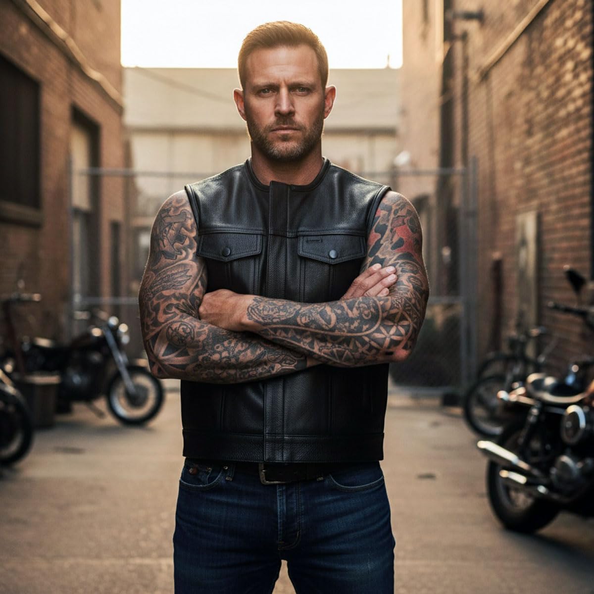 MILWAUKEE MOTORCYCLE CLOTHING CO. Men's Low-Key Premium Black Leather Club Style Biker Vest MMC30000 - Image 3