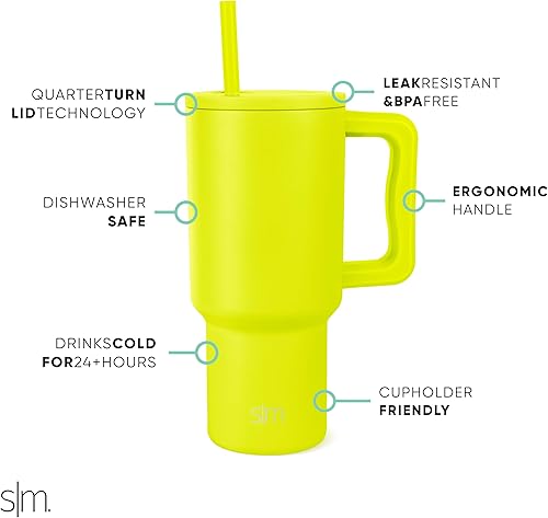 Miniatura 2 de Simple Modern Vaso de 30 onzas con asa y tapa con pajilla, botella de agua reutilizable de acero inoxidable, taza aislada de viaje, apta para tazas,