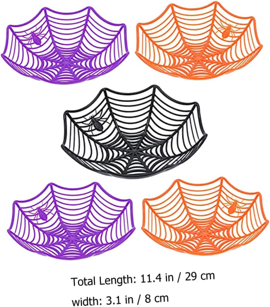Spider Web Candy Basket 5pcs Plastic Halloween Decor for Party