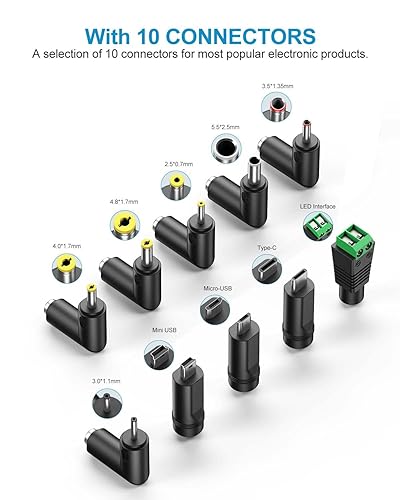 Vista 9 de MEROM Cable de alimentación universal de 5 V CC, USB a CC de 0.217 x 0.083 in, enchufe de cable de carga con 8 puntas de conector