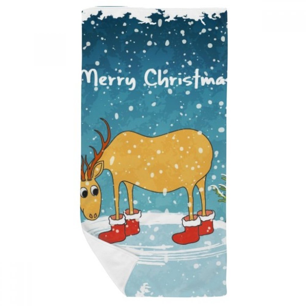 Serviette de bain de Noël 35x70cm motif cerfs communs multicolor