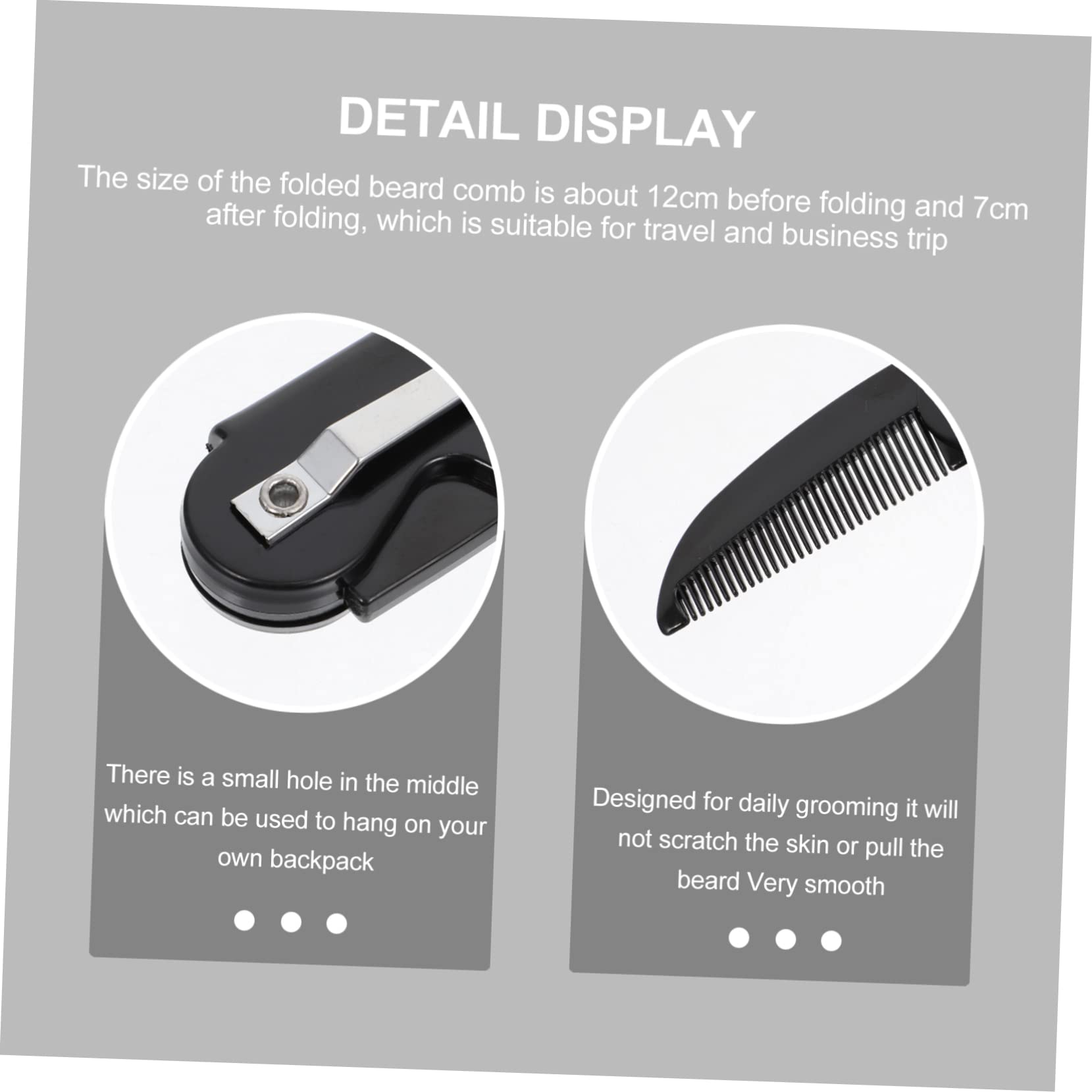 PLAFOPE Folding Beard Comb Set 4pcs Plastic Mustache Combs Portable Grooming Tool Hair for Men